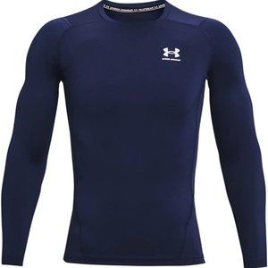 Under Armour Men's HeatGear Compression Long-Sleeve T-Shirt Midnight Navy/White